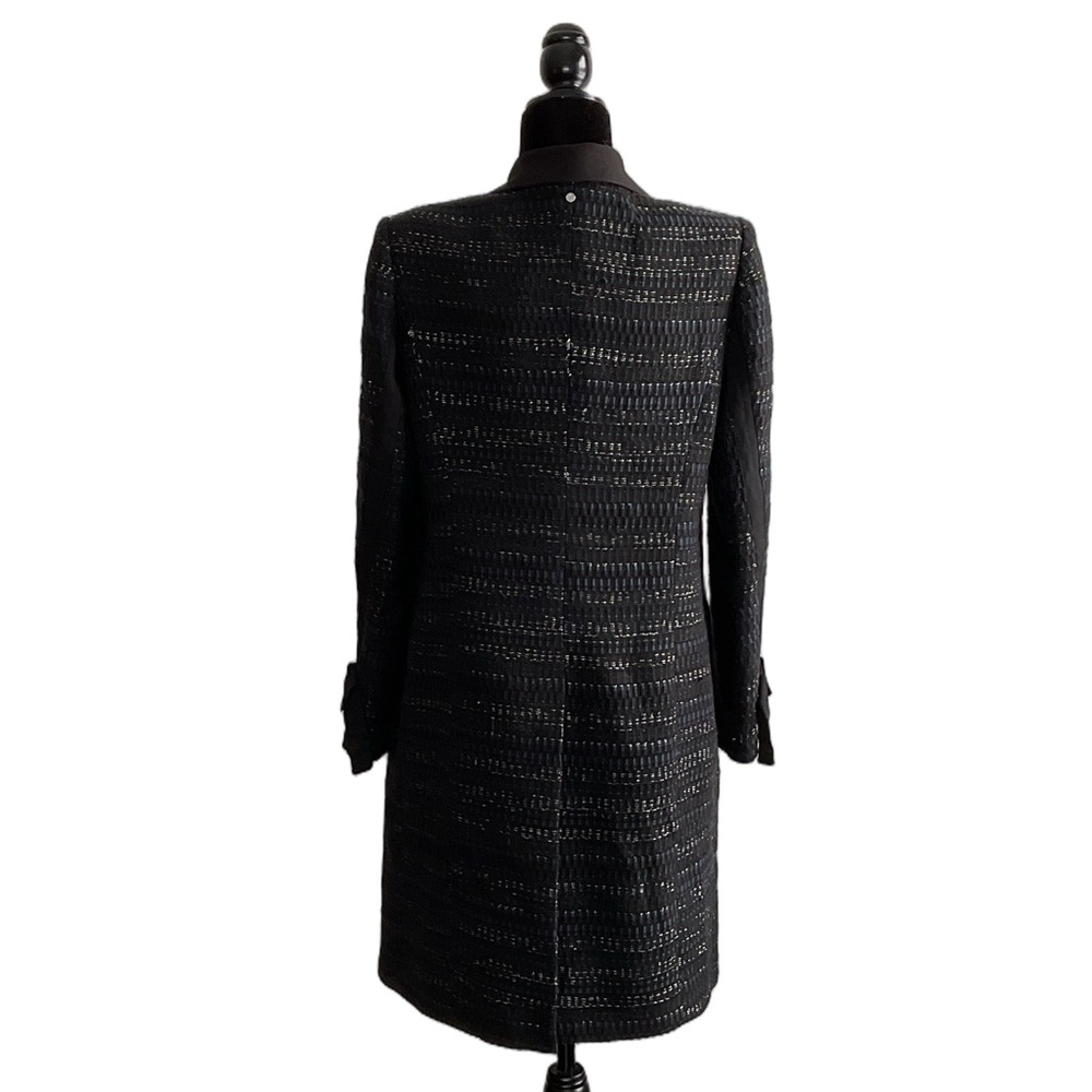 SØSKEN Jacquard Notch Collar Long Jacket Blue Black, size L - Picture 5 of 14